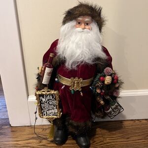 Christmas Holiday Wine Giver Santa Claus Figurine Lights 18" Tall Works Great